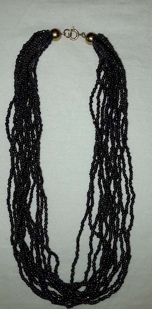 Dark Multicolored Small Bead Multilayer Necklace